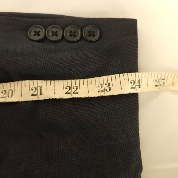 Hart Schaffner Marx Mens 40R Navy Blue Plaid Wool 2-Button Sports Coat Blazer - Picture 8 of 9